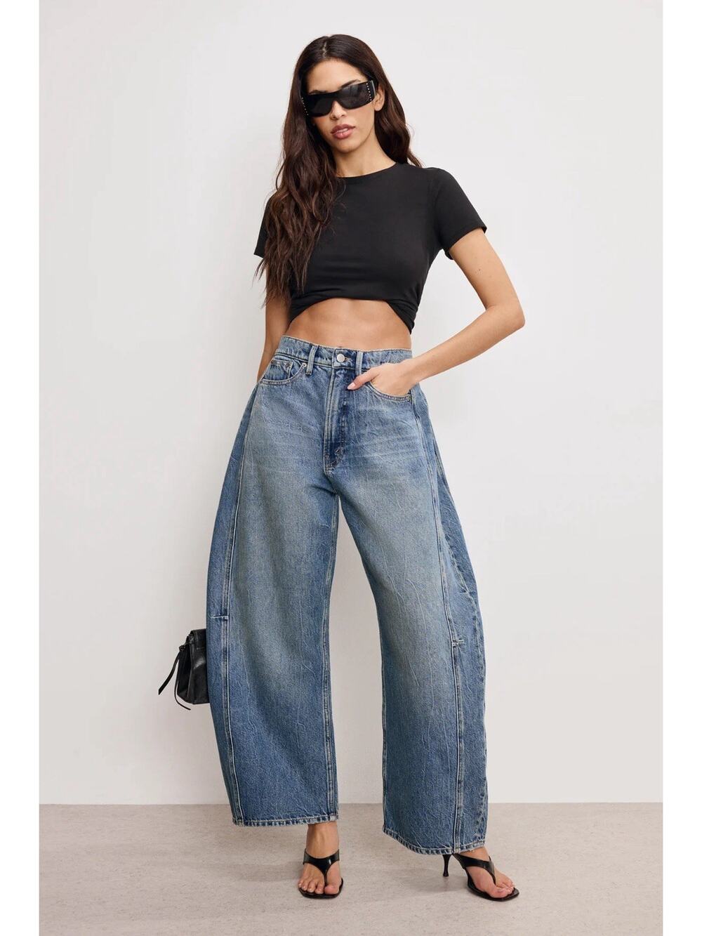 Good American / GOOD EXTREME BARREL JEANS Size 12 / 31 Indigo Women’s New